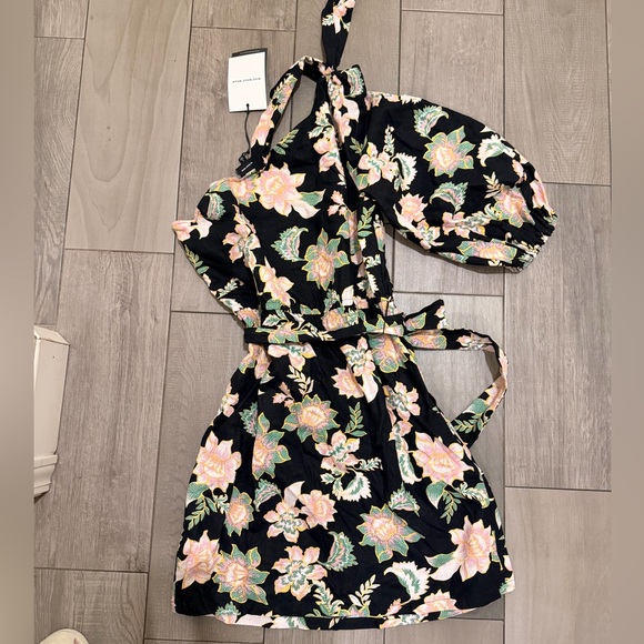 Who What Wear Black and Pink Floral Kids Dress - Picture 4 of 5